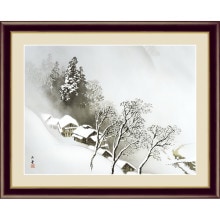 川合玉堂「吹雪（ふぶき） 」額