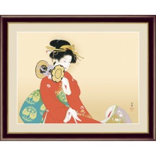 上村松園　『鼓の音』　額装