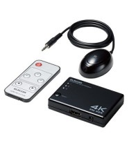 エレコム DH-SW4KA31BK HDMI 切替器 タイプA×3入力 1出力 4K 60Hz HDMI2.0b ミラーリング リモコン付き ブラック|テレビ・オーディオ・カメラ|ジョーワ