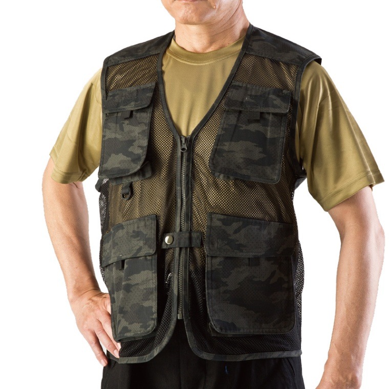 自衛隊仕様 迷彩柄多機能メッシュベスト : 自衛隊仕様 迷彩柄多機能
