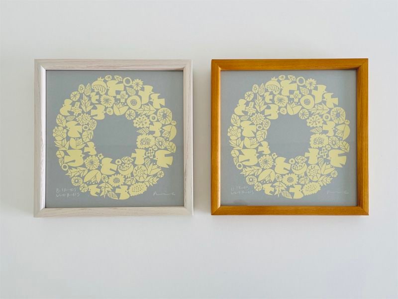 シルクスクリーン　20CM　WREATH（グレー／イエロー）／BIRDS’ WORDS