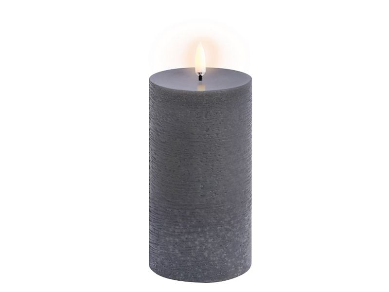 LED pillar candle, Grey, Rustic, 7.8x15 cm　/UYUNI