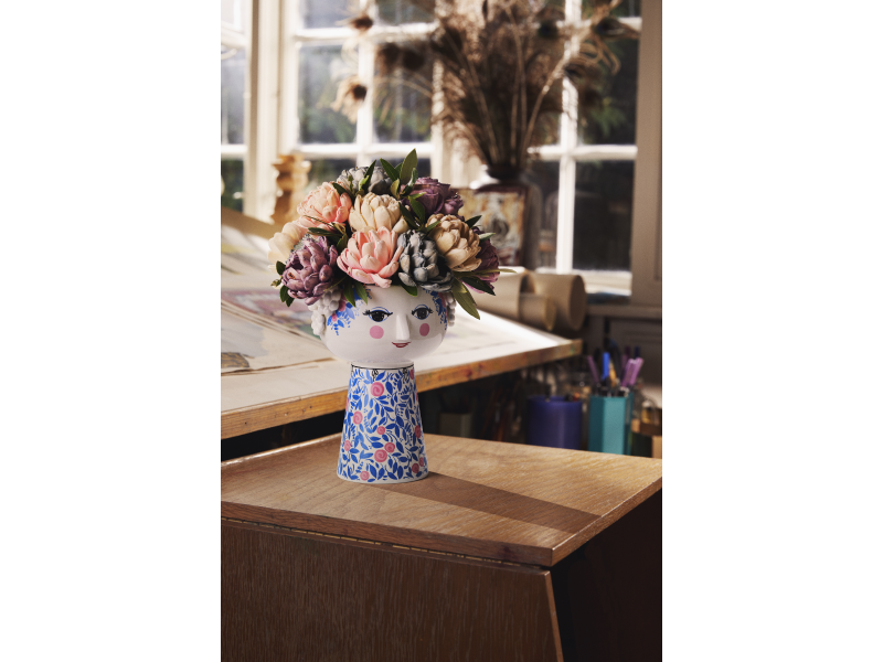 エヴァ　フラワーベース　ブルー／ローズ