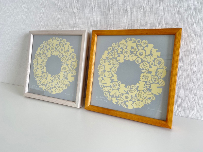 ☆シルクスクリーン 20CM WREATH（グレー／イエロー）／BIRDS' WORDS