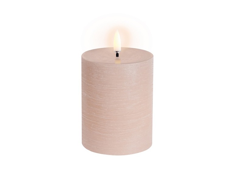 LED pillar candle, Beige, Rustic　　7,8x10 cm　/UYUNI