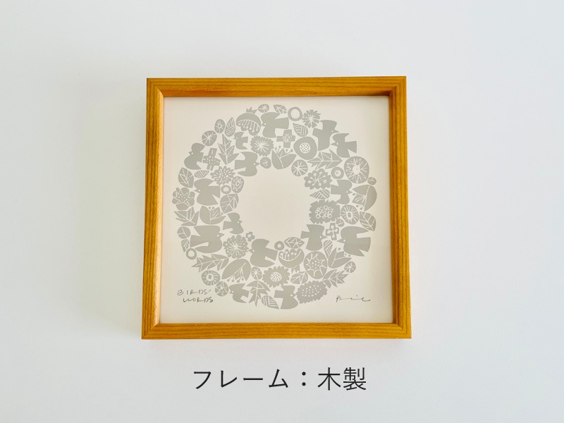 シルクスクリーン　20CM　WREATH（アイボリー／グレージュ）／BIRDS’ WORDS