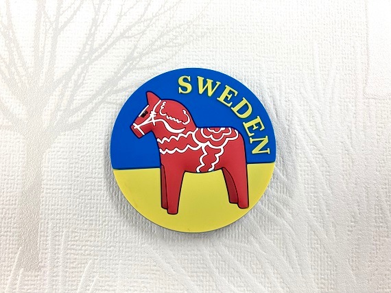 ダーラナホースゴム製マグネット　ラウンド型