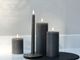 LED pillar candle, Grey, Rustic, 7.8x15 cm　/UYUNI