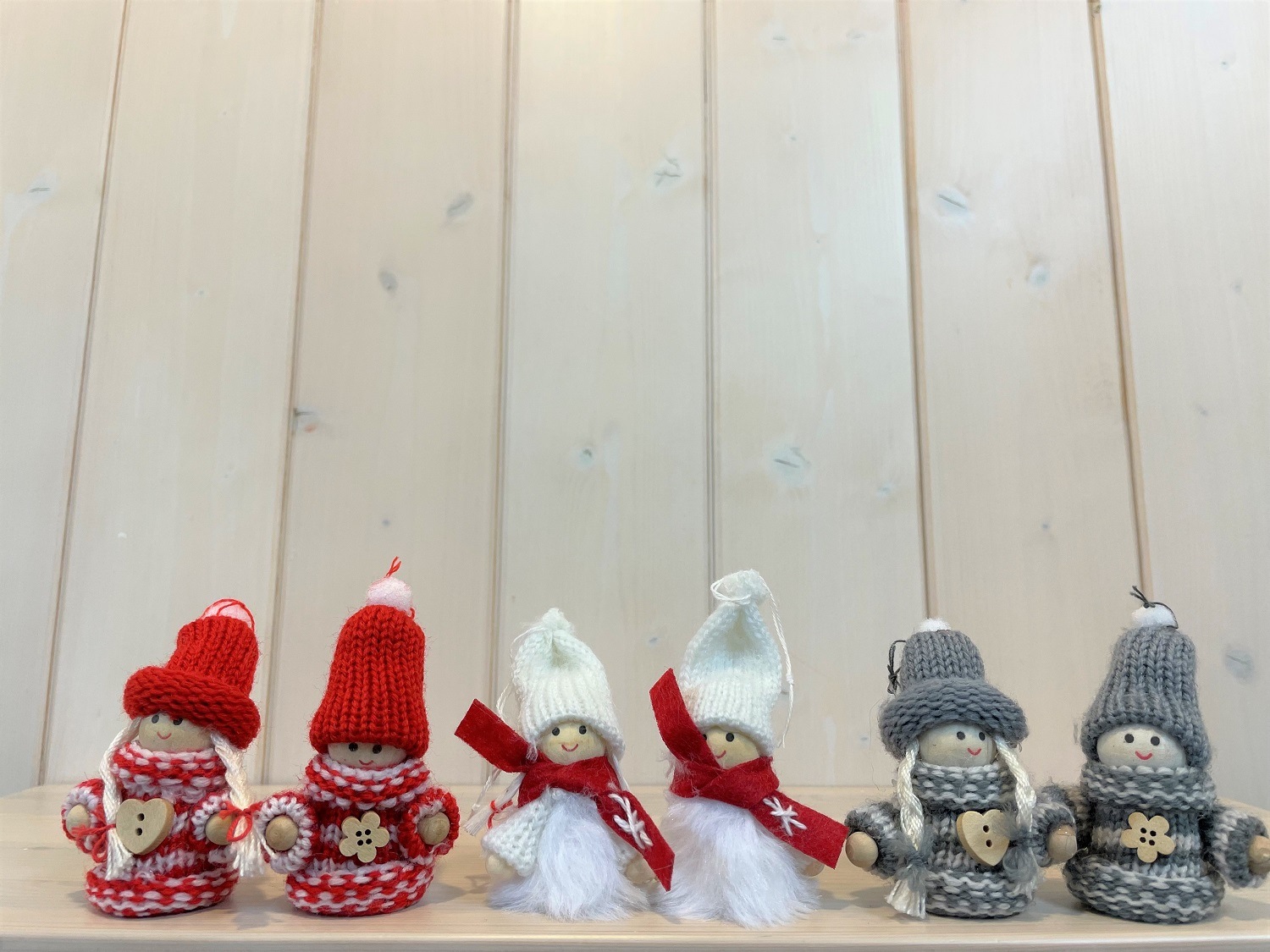 ウール製オーナメント　ニット帽のカップル（レッド）／Rasp社