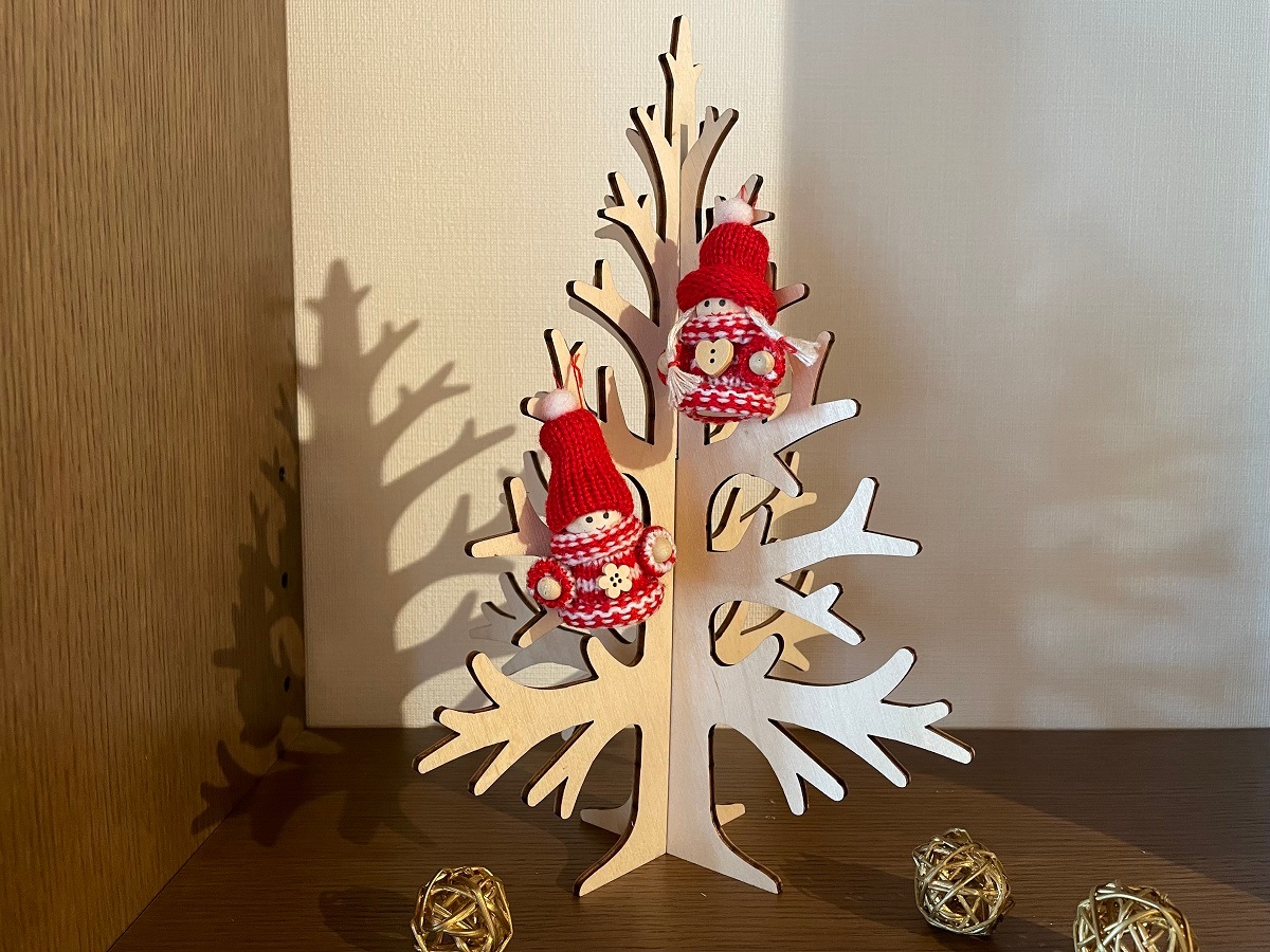 ウール製オーナメント　ニット帽のカップル（レッド）／Rasp社