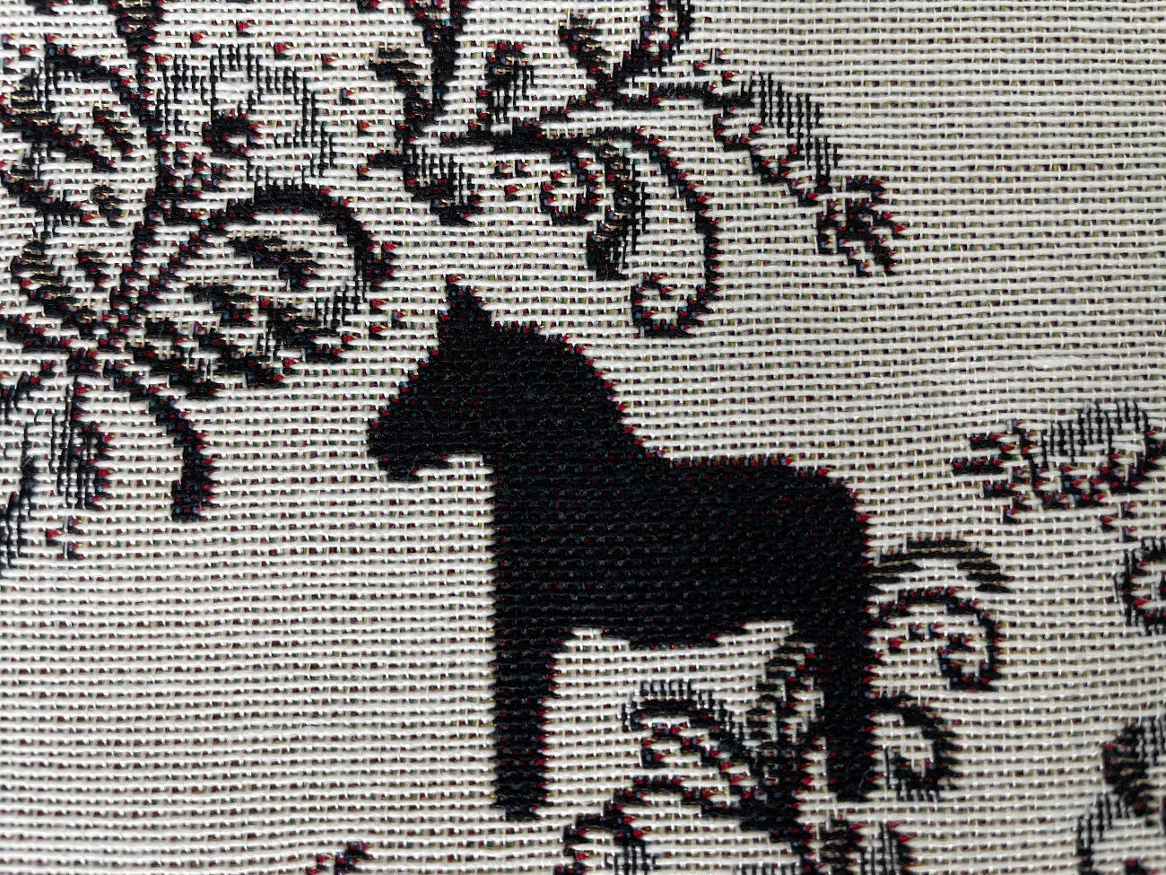 ダーラナホース柄　ジャガード織トートバッグ/Arviddsons/Kurbits白地ブラック