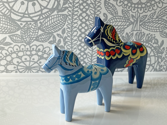 ダーラナホース（水色ベース水色柄） 誕生月：12月 | インテリア