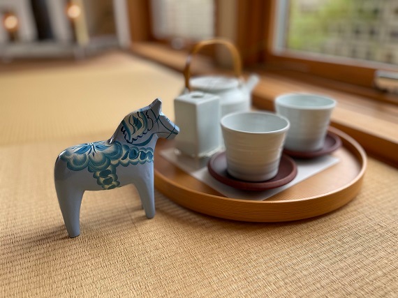 ダーラナホース（水色ベース水色柄） 誕生月：12月 | インテリア