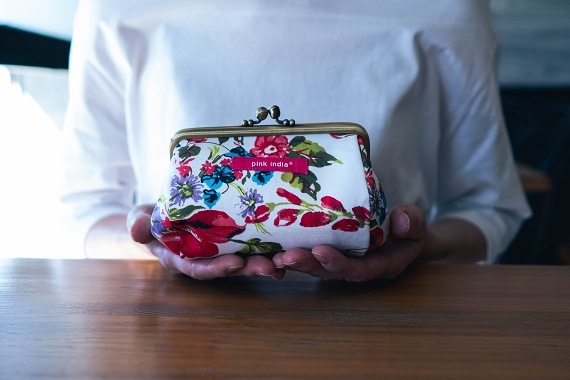 がまぐちコスメポーチ／pink india