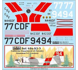 Set 48s-S2-3 California Department of Forestry Grumman S-2 Trackers|飛行機用デカール|飛行機