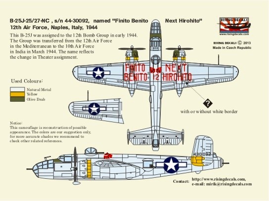 RD72054 B-25J ミッチェル 第12爆撃航空群|飛行機用デカール|飛行機