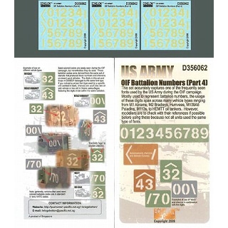 356062 U.S.Army OIF 大隊ナンバーセット Pt.4|AFV用デカール|AFV