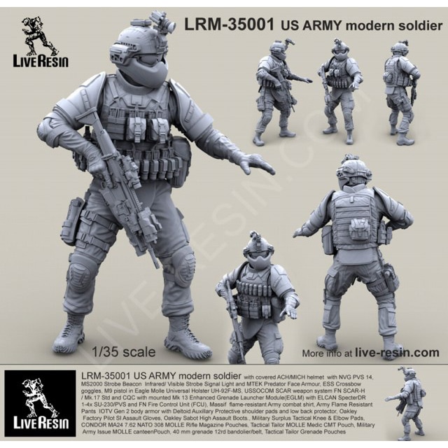 ミリタリーフィギュア 1/10 レジン製（ケース付） LRM-35001 現用 アメリカ陸軍 歩兵1 | ライブレジン Live Resin