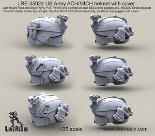 LRE-35024 アメリカ陸軍 ACH/MICH ヘルメット カバー付 ゴーグル装着