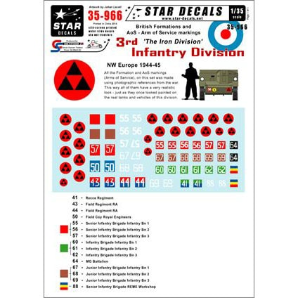 35-966 英第3歩兵師団デカールセット 北西ヨーロッパ1944-1945|AFV用デカール|AFV