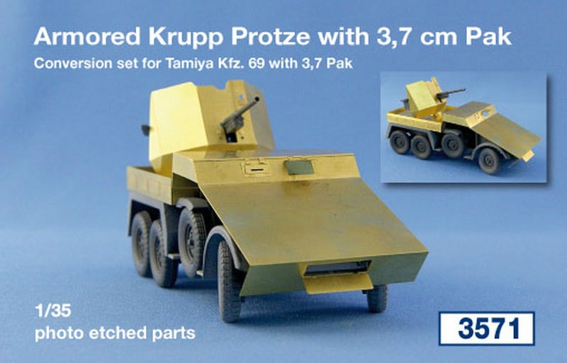 3571 クルッププロッツェ 3.7cm対戦車砲搭載型装甲タイプ改造セット|第二次大戦のAFVモデル|AFV