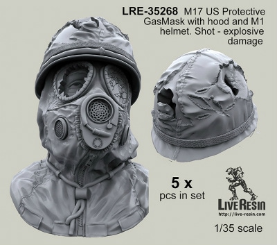LRE-35268 M17 US Protective GasMask with hood and M1 helmet