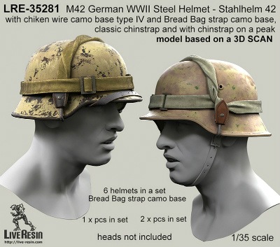 LRE-35281 M42 German WWII Steel Helmet - Stahlhelm 42 with chiken wire camo base type IV and Bread B