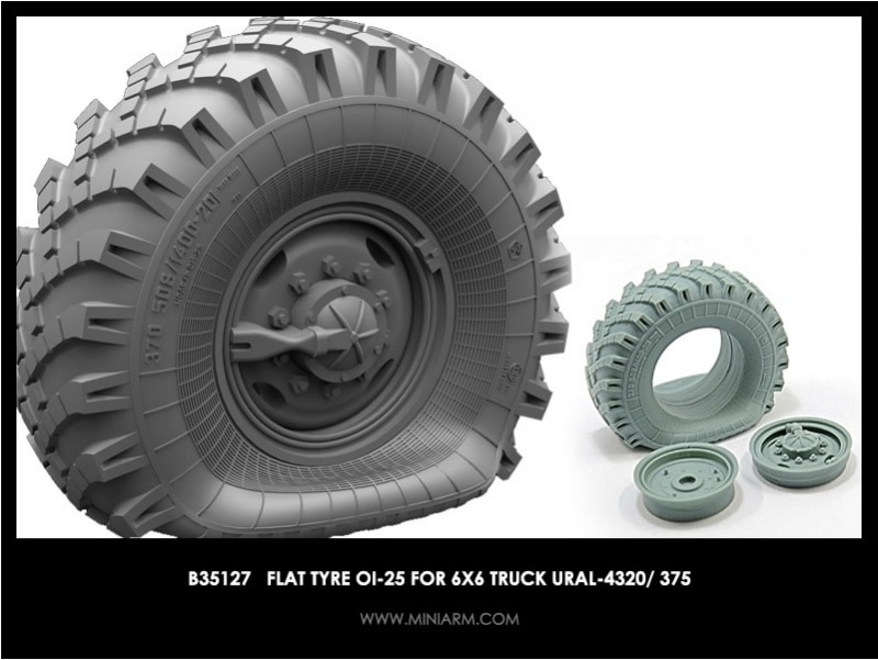 B35127 現用露 URAL-4320/375 OI-25 パンクしたタイヤ(1個入り)|AFV用パーツ|AFV