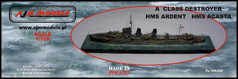 700-010 英海軍 A級駆逐艦 H41 アーデント Ardent/H09 アカスタ Acasta|第二次大戦の艦船モデル|艦船