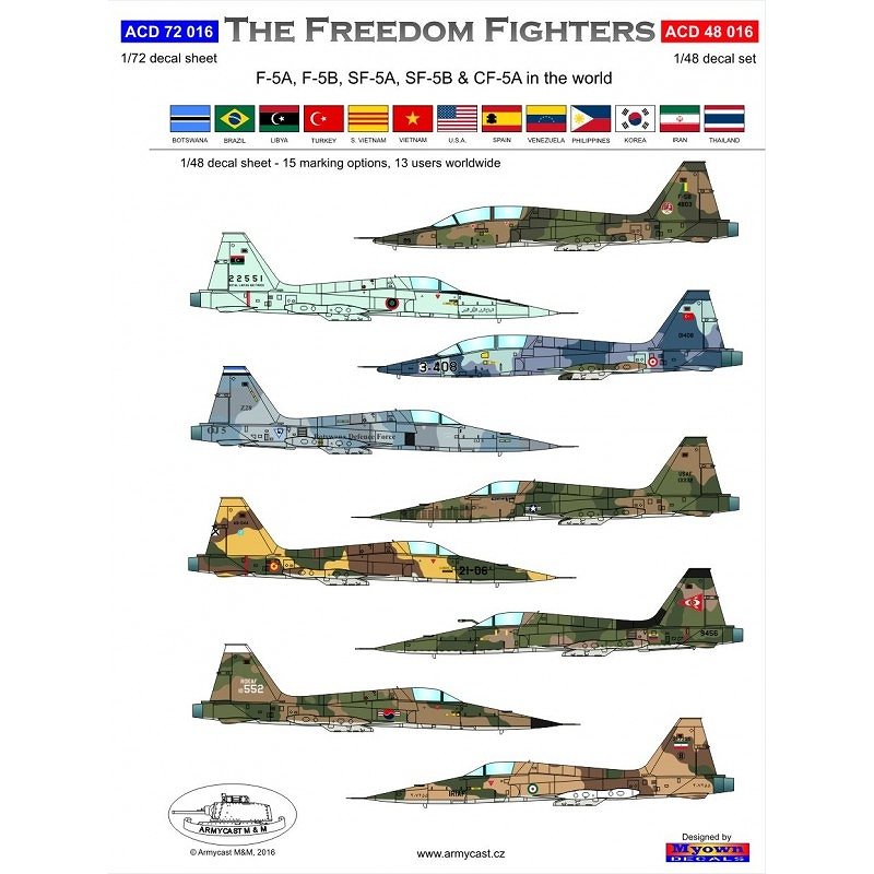 ACD72016 F-5A/F-5B/SF-5ASF-5B/CF-5A フリーダムファイター ワールドワイド|飛行機用デカール|飛行機