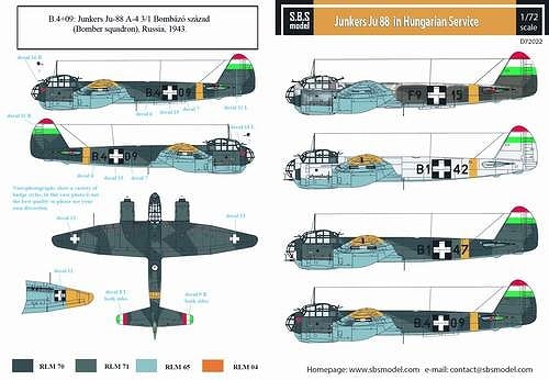 D72022 ユンカース Ju88 ハンガリー空軍|飛行機用デカール|飛行機