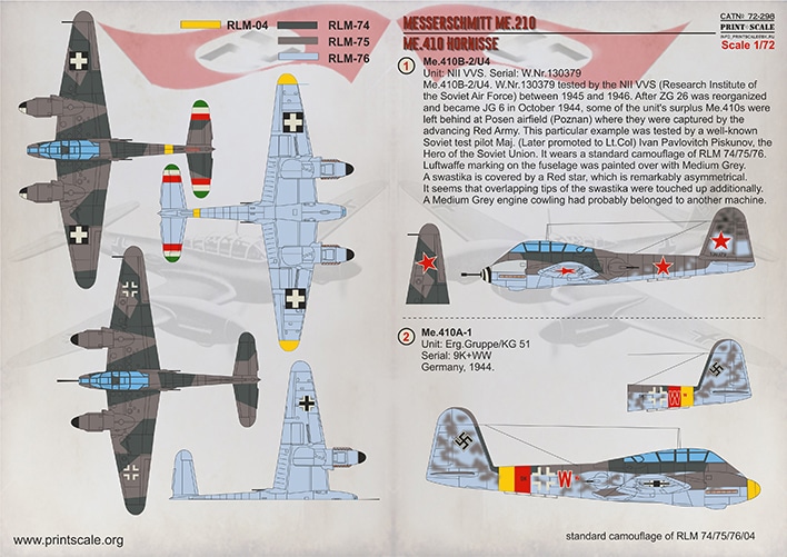 72298 メッサーシュミット Me210/410 ホルニッセ|飛行機用デカール|飛行機