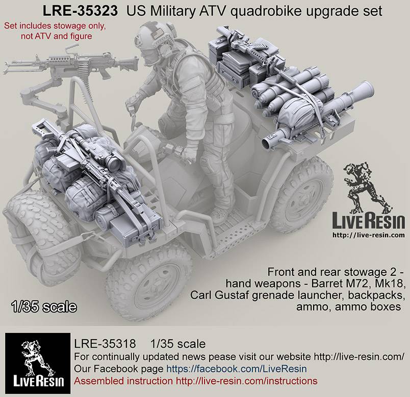 LRE-35323 US Military ATV quadrobike upgrade set - Front and rear stowage 2 - hand weapons - Barret 