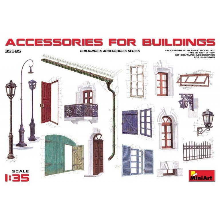 【再入荷】35585 建物の装飾品（窓・扉・街燈・フェンス）|建物／情景用パーツ|フィギュア
