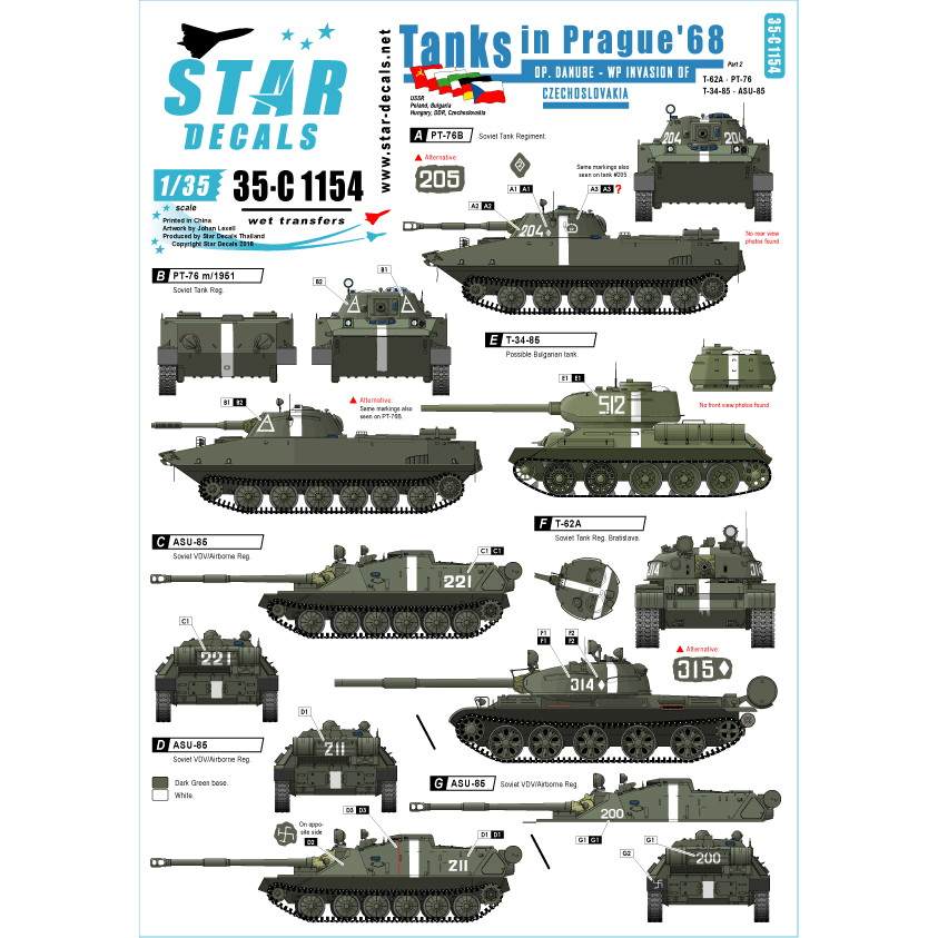 35-C1154 プラハ1968 ダニューブ作戦 #2|AFV用デカール|AFV