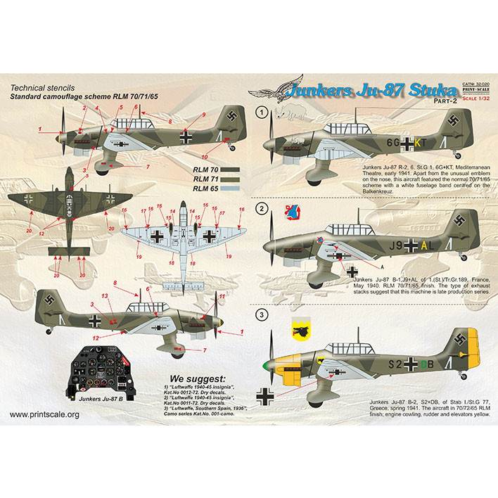 32020 ユンカース Ju87 スツーカ Pt.2|飛行機用デカール|飛行機