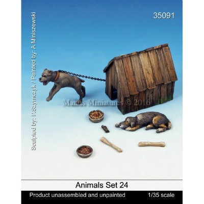 35091 動物セット24 イヌと犬小屋 | マンティスミニチュアズ