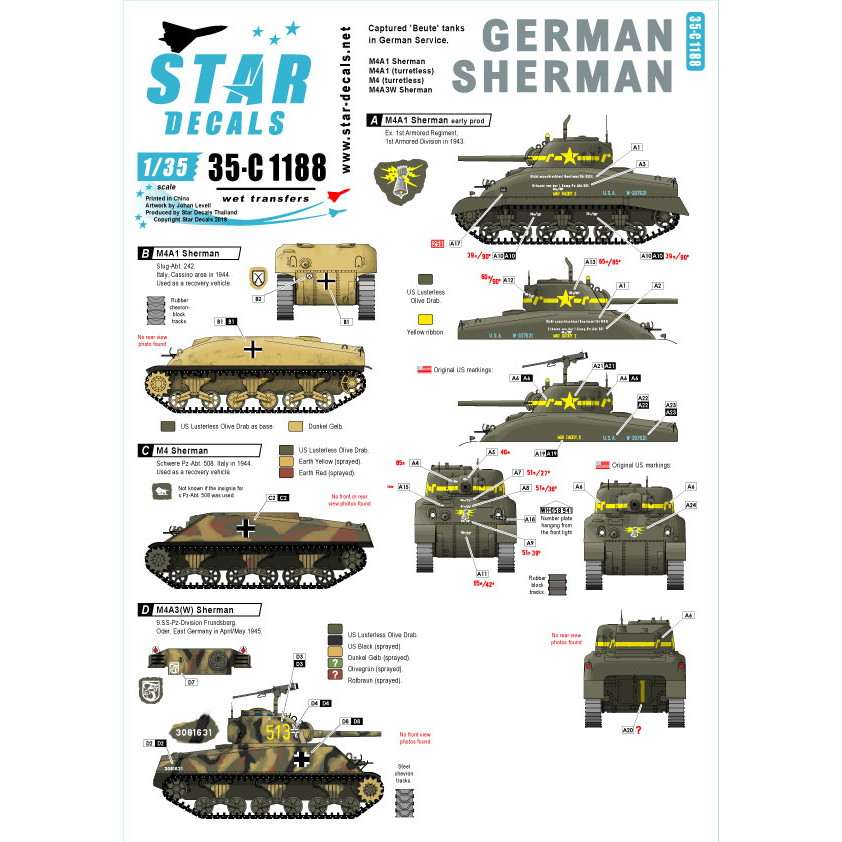 35-C1188 WWII ドイツ ドイツ軍のM4シャーマン/ドイツ軍に鹵獲され再