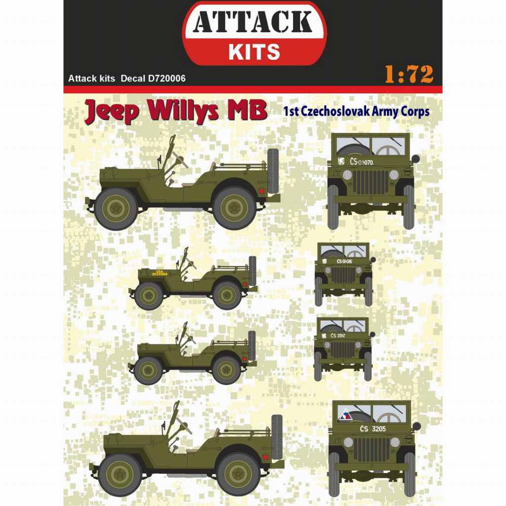D720006 WWII 米 ウィリス ジープ ｢チェコスロバキア第1軍団｣ デカール