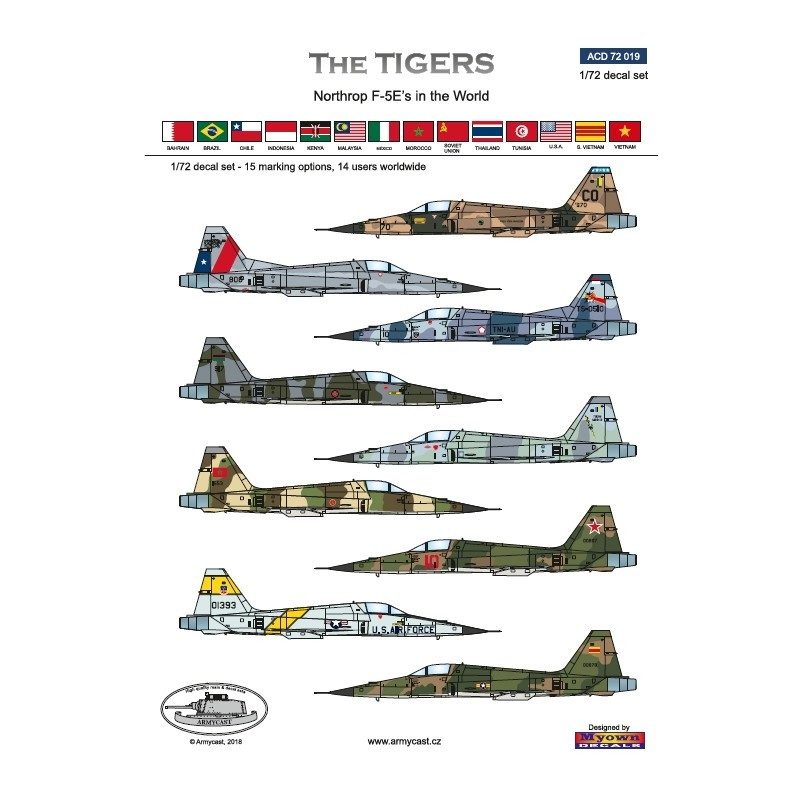 【再入荷】ACD72019 ノースロップ F-5E タイガーII イン・ザ・ワールド|飛行機用デカール|飛行機