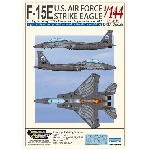81-1111 1/144 アメリカ空軍 F-15E ストライクイーグル 第4戦闘航空団