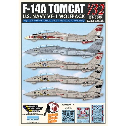 81-3305 F-14A トムキャット VF-1 ウルフパック | DXMデカール DXM