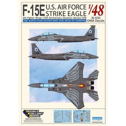 81-4232 アメリカ空軍 F-15E ストライクイーグル 第4戦闘航空団 75周年記念|飛行機用デカール|飛行機