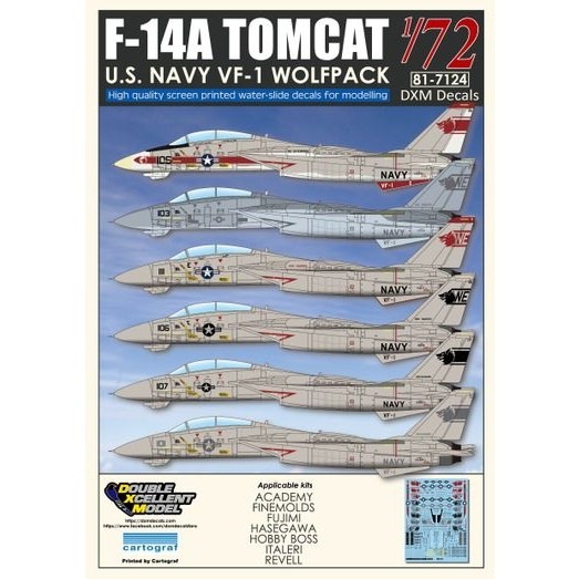 81-7124 1/72 アメリカ海軍 F-14A トムキャット VF-1 ウルフパック|飛行機用デカール|飛行機