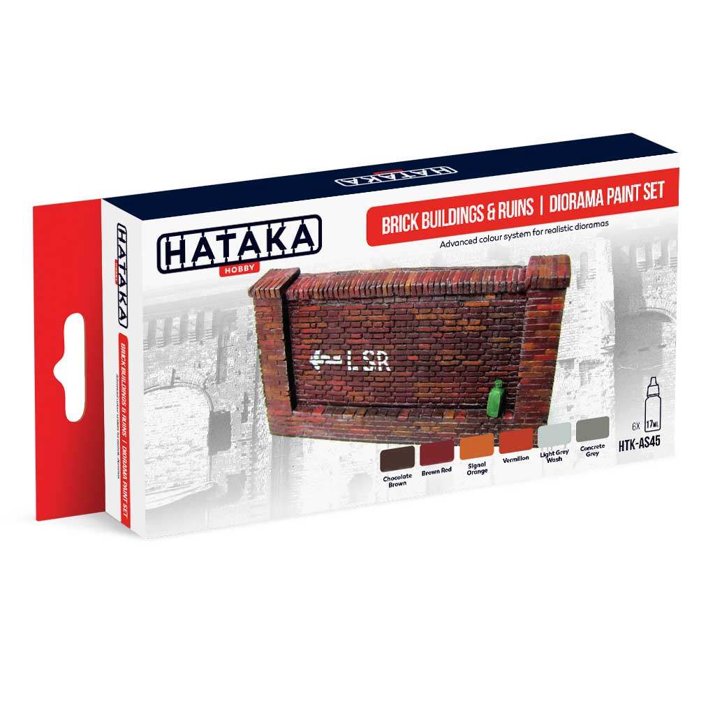 HTK-AS45 ブロック&廃墟 ジオラマ塗装色 水性アクリルカラー6本