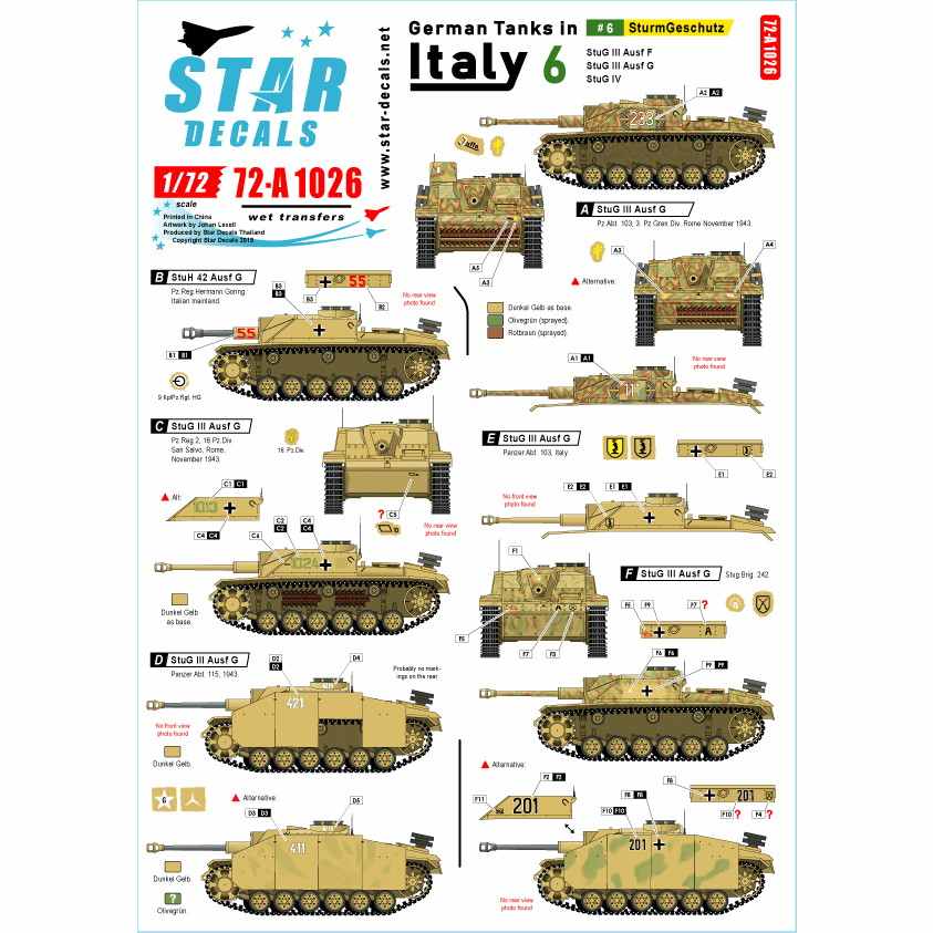 72-A1026 WWII 独 イタリア戦線のドイツ戦車＃6 III号突撃砲F/8