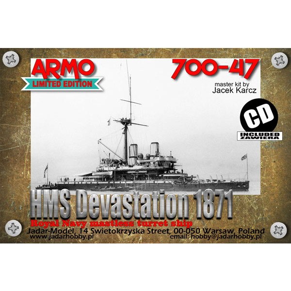 700-47 英海軍 デヴァステーション級装甲艦 デヴァステーション Devastation 1871|第一次大戦以前の艦船モデル|艦船