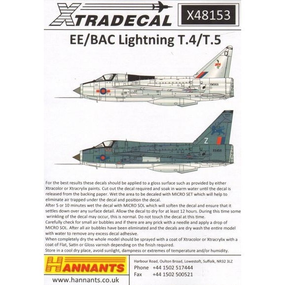 X48153 EE/BAC ライトニング T.4/T.5 | エクストラデカール XTRADECAL