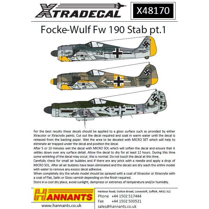 X48170 フォッケウルフ Fw190A/D/F Stab Pt.1 | エクストラデカール