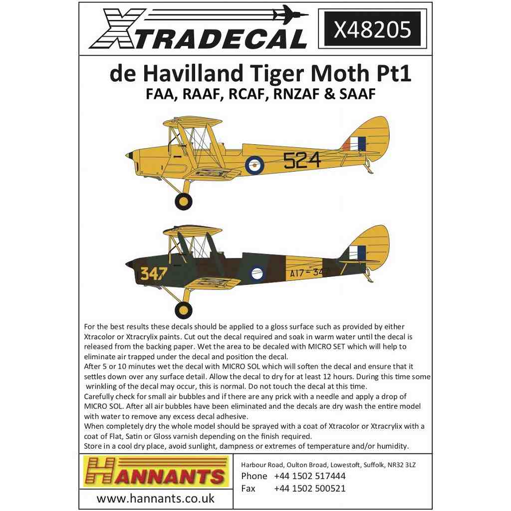バスカヴィル　タイガー X48205 デ・ハビランド タイガーモス Pt.1 イギリス/オーストラリア